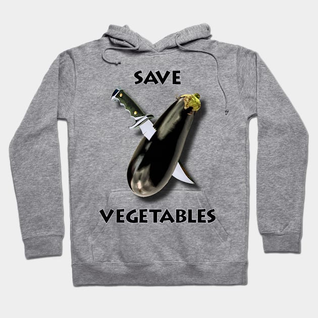 Save Vegetables Eggplant With Military Knife Hoodie by HumusInPita